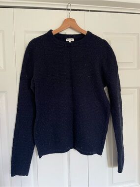 Reiss Dark Navy Ribbed Crewneck Sweater